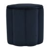 Blue velvet footstool finished with matching piping 