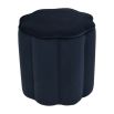 Blue velvet footstool finished with matching piping 