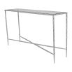 Enchanting minimalist console table with white textured frame and glass top