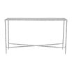 Enchanting minimalist console table with white textured frame and glass top