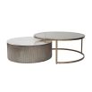 Set of 2 gold nesting tables with separate marble and glass tops