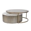 Set of 2 gold nesting tables with separate marble and glass tops