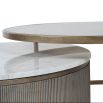 Set of 2 gold nesting tables with separate marble and glass tops