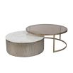 Set of 2 gold nesting tables with separate marble and glass tops