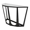 geometric metal console table with glass top