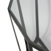 geometric metal console table with glass top