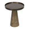 Opulent modern round side table with textured brass finish