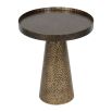 Opulent modern round side table with textured brass finish