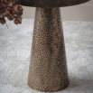 Opulent modern round side table with textured brass finish