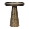 Opulent modern round side table with textured brass finish