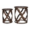 Gorgeous Balearic-style nesting side tables with intricate pattern bases