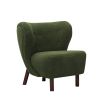 stunning boucle green armchair with sweeping back