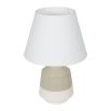 glazed ceramic side lamp with clean finish and neutral tones