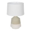 glazed ceramic side lamp with clean finish and neutral tones