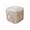 Luxuriously plush pouffe with stylish tufted pattern in beige on each side