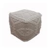 grey and cream baubled pouffe with hand-crafted geometric pattern