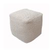 Plush cotton pouffe with bobble, boucle effect 