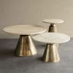 Brass side table with circular stone top