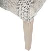 textured upholstered dining chair with tassel details and washed wood legs