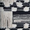 Black and white rug texture framed in washed wood