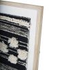 Black and white rug texture framed in washed wood