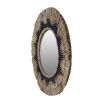 Black geometric shaped seagrass mirror