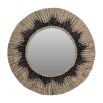 Black geometric shaped seagrass mirror