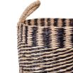 Black and white rattan baskets in a set of three