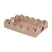 Set of 2 rattan trays with scallop sides