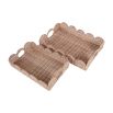 Set of 2 rattan trays with scallop sides