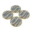 Brass edged coasters with blue mosaic design