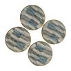 Brass edged coasters with blue mosaic design