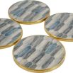 Brass edged coasters with blue mosaic design