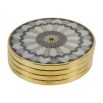 Grey patterned coasters with brass edges