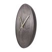 Circular wooden clock with brown smoked finish