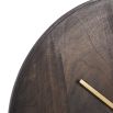 Circular wooden clock with brown smoked finish