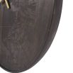 Circular wooden clock with brown smoked finish