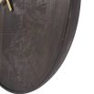 Circular wooden clock in brown smoked finish