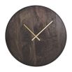 Circular wooden clock in brown smoked finish