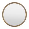 Large wooden circular wall mirror framed in oak wood