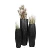 Set of three tall black planters with textured finish