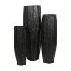 Set of three tall black planters with textured finish
