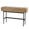 Wooden console table with rattan drawers and metal frame
