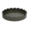 Round tray with scalloped edge in olive finish