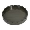Round tray with scalloped edge in olive finish