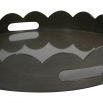 Round tray with scalloped edge in olive finish