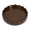 Round tray with scalloped edge in maple finish