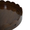 Round tray with scalloped edge in maple finish
