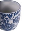 Floral blue and white porcelain planter