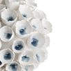 Set of two white flower-like vases with blue centres 